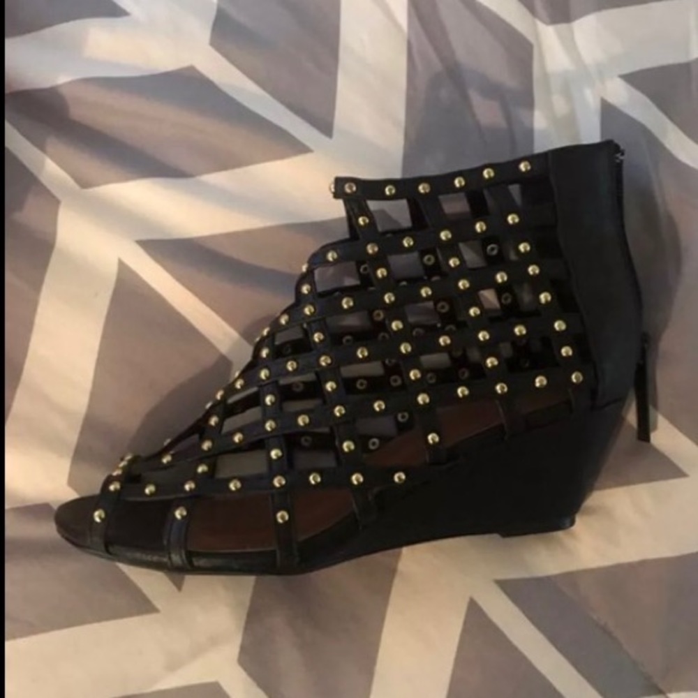 Black wedge sandals